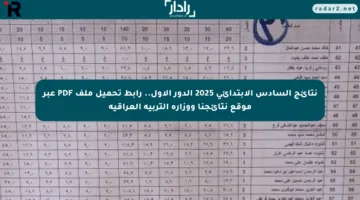 نتائج السادس الابتدائي 2025 الدور الأول.. رابط تحميل ملف PDF عبر موقع نتائجنا ووزارة التربية العراقية
